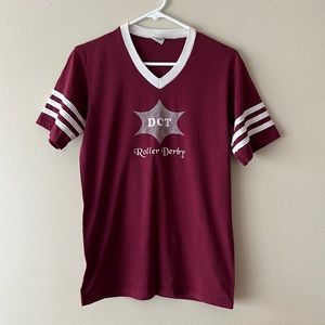 Vintage Roller Derby V Neck Baseball Tee